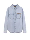 Gucci Faded Denim Shirt With Gg Insert Men In Blue