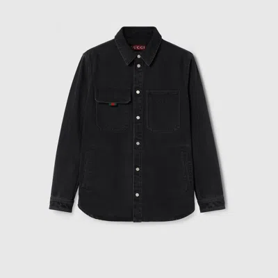 Gucci Denim Shirt With Chest Pockets And Long Sleeves In Black