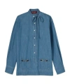 Gucci Denim Shirt With Horsebit In Blue