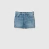 Gucci Regular Denim Shorts With Horsebit In Blue