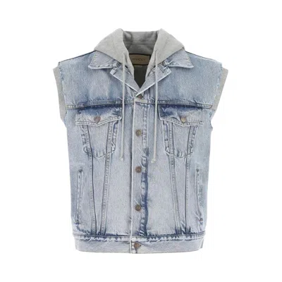 Pre-owned Gucci Denim Sleeveless Jacket 'blue' | Men's Size 46