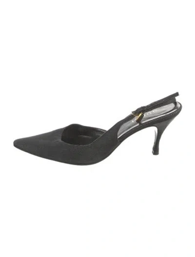 Pre-owned Gucci Denim Slingback Pumps In Black