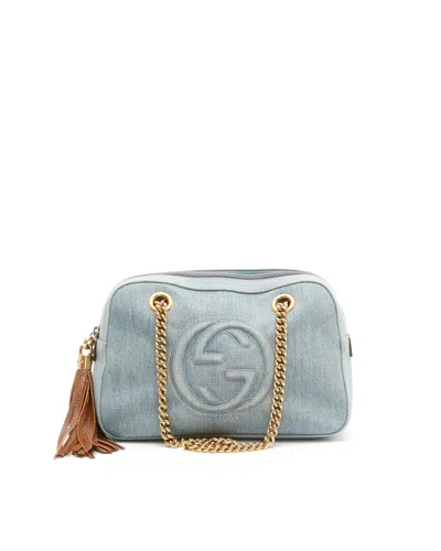 Gucci Denim Soho Chain Bag In Blue