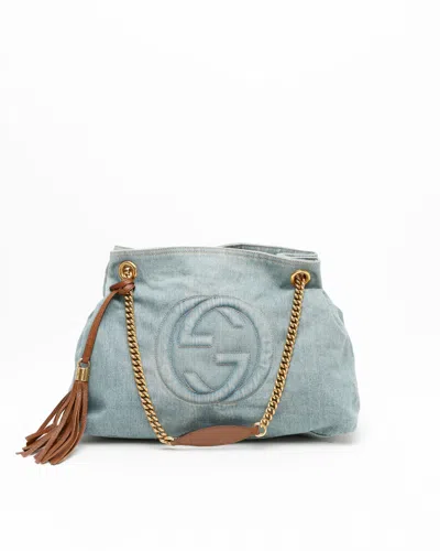Gucci Denim Soho Chain Tote Bag