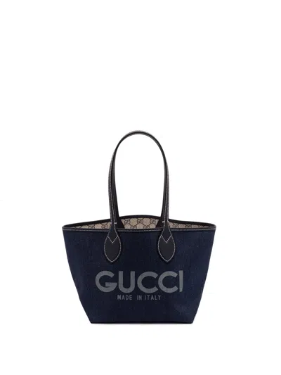 Gucci Denim Tote Bag In Blue