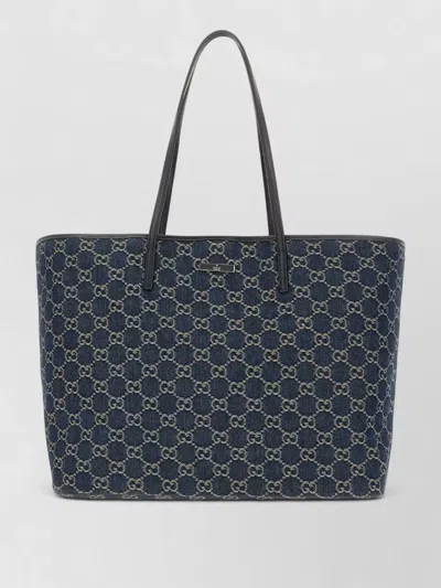 Gucci Denim Tote Bag Rectangular Shape Double Handles In Pink