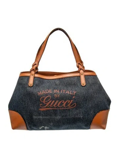 Pre-owned Gucci Denim Tote In Blue