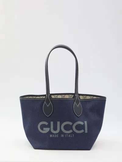 Gucci Denim Totissima Reversibile Shopping Bag In Blue