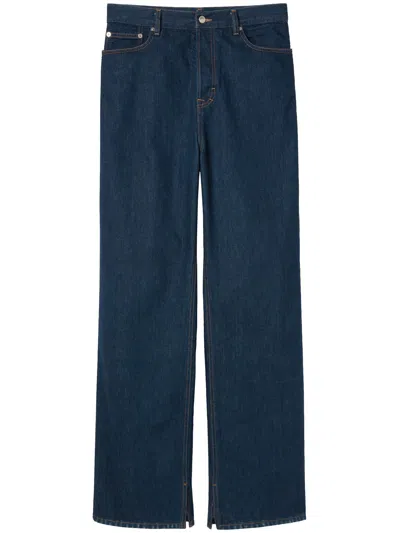 Gucci Denim Trousers With Embroidery In Blue