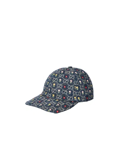 Gucci Denim Vintage Floral Baseball Cap In Multi