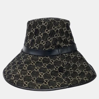 Pre-owned Gucci Denim Wide Bucket Hat In Black