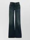 Gucci Denim Wide Leg Trousers Belt Loops Pockets In Blue