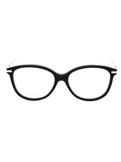 Gucci Designer Oval Women's Eyeglasses In Black