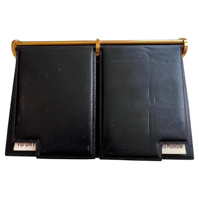 Pre-owned Gucci Desk Planner In Black Leather And Brass, 1970s Italy