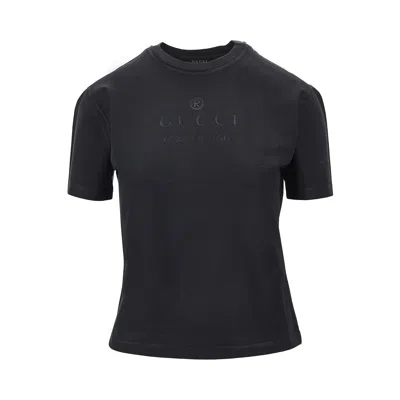 Gucci Devoré Logo T-shirt In Black