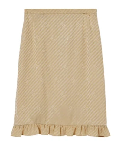 Gucci Diagonal Gg Silk Jacquard Skirt In Neutral