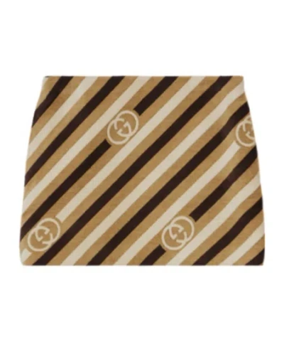 Gucci Diagonal Gg Velvet Chenille Skirt In Multi