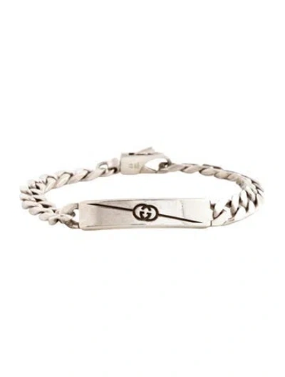 Pre-owned Gucci Diagonal Interlocking G Link Bracelet, 6.5" In Multicolor