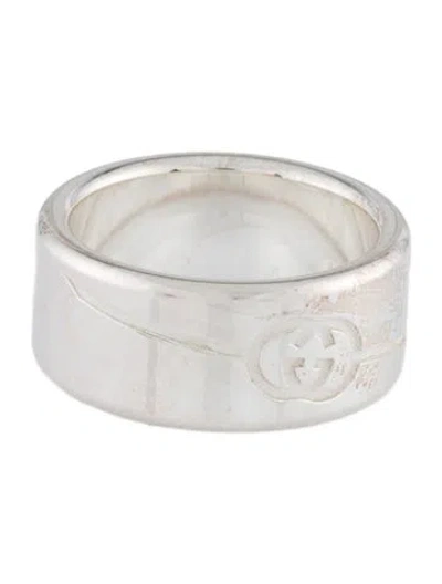 Pre-owned Gucci Diagonal Interlocking G Wide Ring In Multi