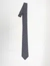Gucci Striped Diagonal Silk Tie With Small Logos In Black