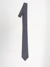 Gucci Striped Diagonal Silk Tie With Small Logos In Blue