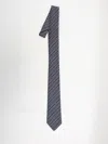 Gucci Striped Diagonal Silk Tie With Small Logos In Blue