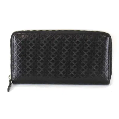 Pre-owned Gucci Diamante Black Leather Long Wallet (bi-fold) ()