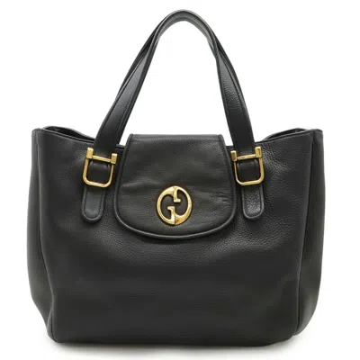Pre-owned Gucci Diamante Black Leather Shoulder Bag Tote Bag ()