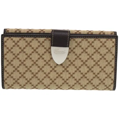 Pre-owned Gucci Diamante Brown Canvas Coin Purse/coin Case ()