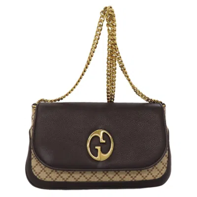 Pre-owned Gucci Diamante Brown Canvas Shoulder Bag ()