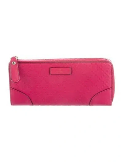 Pre-owned Gucci Diamante Leather Diamante Print Continental Wallet In Pink