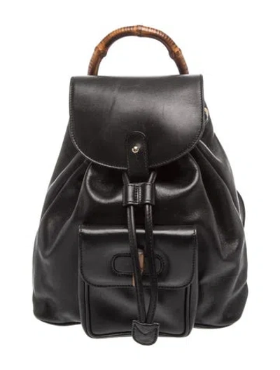 Pre-owned Gucci Diamante Miss Bamboo In Black