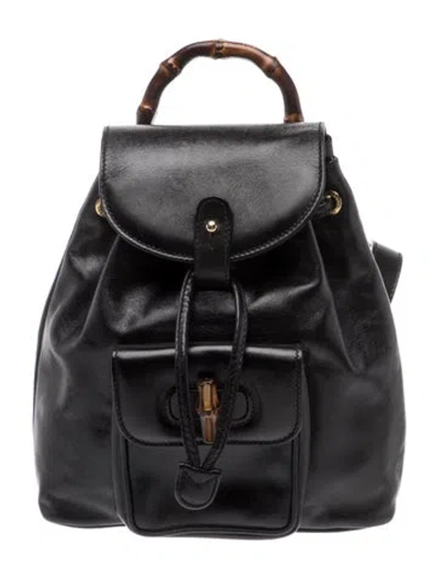 Pre-owned Gucci Diamante Miss Bamboo Mini In Black