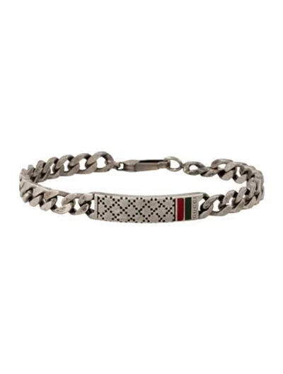 Pre-owned Gucci Diamante Motif Id Bracelet, 7.75" In Multicolor