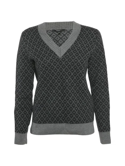 Pre-owned Gucci Diamante-pattern Wool Sweater In Black
