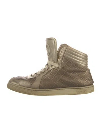 Pre-owned Gucci Diamante Print Leather Wedge Sneakers