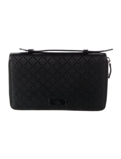 Pre-owned Gucci Diamante Print Wallet In Black