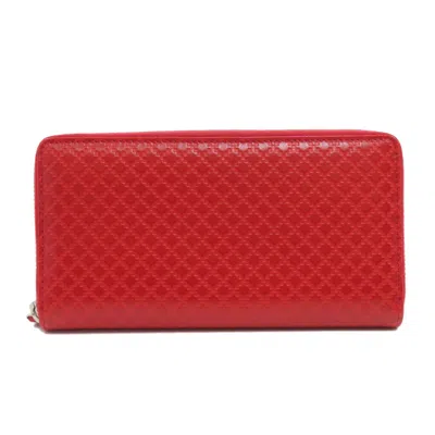 Pre-owned Gucci Diamante Red Color Leather Long Wallet (bi-fold) ()