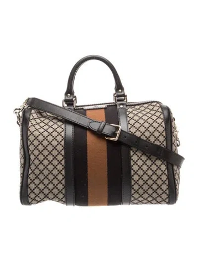 Pre-owned Gucci Diamante Web Boston In Neutrals