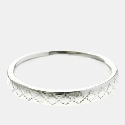Pre-owned Gucci Diamantissima 18k White Gold No Stone Band Ring Eu 61