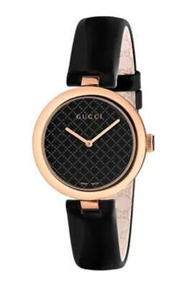 Pre-owned Gucci Diamantissima 32mm Quartz Ss Pink Gold Woman's Watch Ya141401