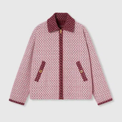 Gucci Diamond Cotton Bouclé Zip Jacket In Pink
