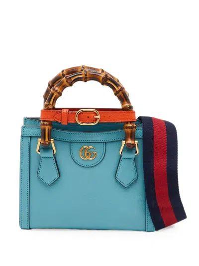 Pre-owned Gucci Diana Bamboo Tote Bag In Blue