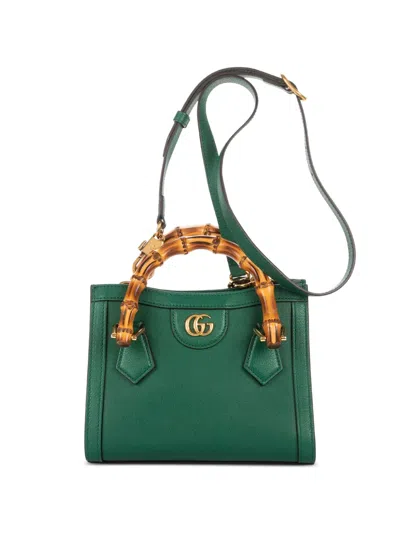 Pre-owned Gucci Diana Bamboo Tote Bag In Green