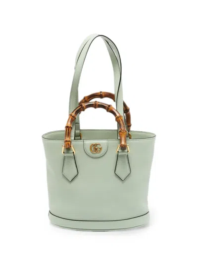 Pre-owned Gucci Diana Bamboo-handle Tote Bag In Green