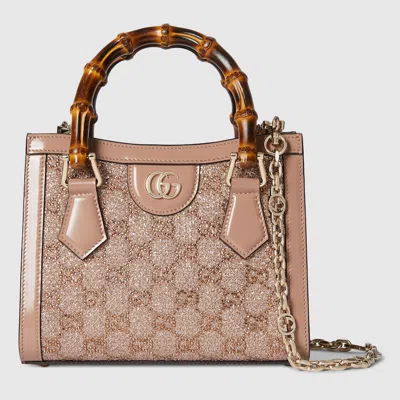 Gucci Diana Crystal Mini Tote Bag In Sand