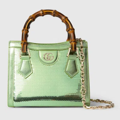 Gucci Diana Embroidered Small Tote Bag In Green