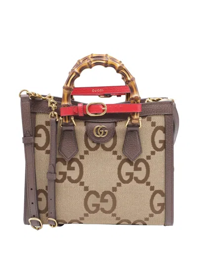 Pre-owned Gucci Diana Jumbo Gg Tote Bag In Neutral