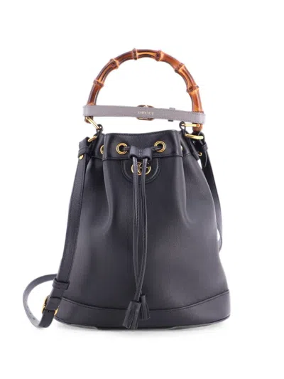 Pre-owned Gucci Diana Leather Small Bucket Bag In Black