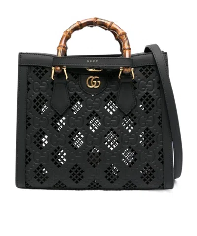 Gucci Diana Leather Tote Bag In Black